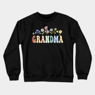 Grandma  Women Wildflower Floral Grandma Crewneck Sweatshirt